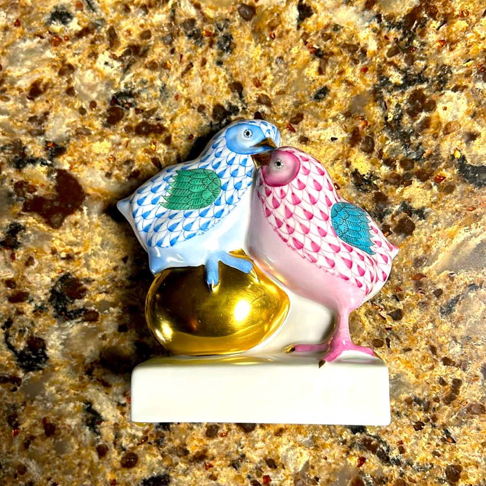 Herend Blue & Pink Love Birds Figurine